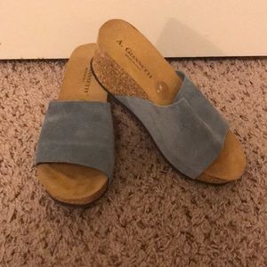 Blue, Cork Platform Italian Sandal NWOT